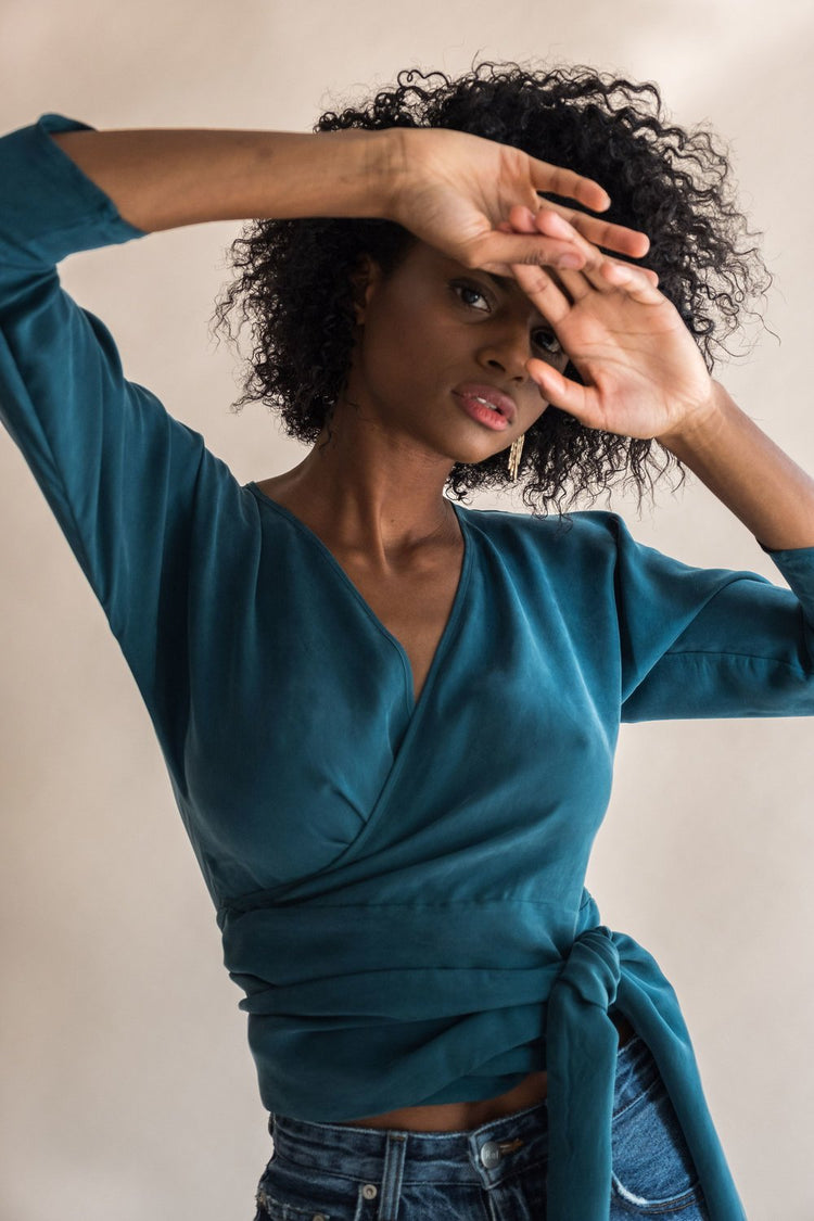 Cies Wrap Top | V-Neck Teal | European Style | Norte Women