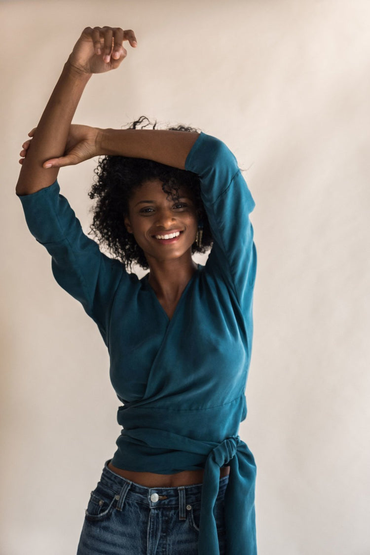 Cies Wrap Top | V-Neck Teal | European Style | Norte Women